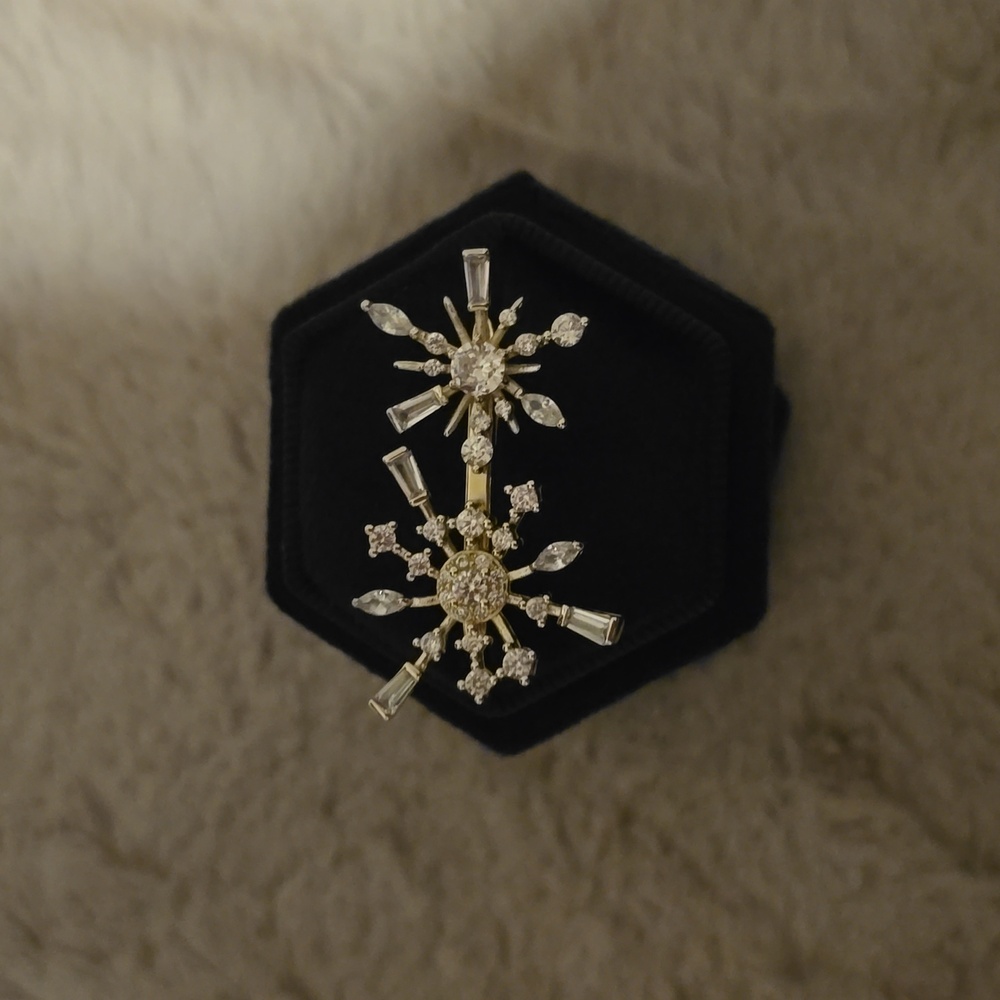 Melinda Bar Ring - Shooting Star Snowflake Diamondettes Gold Sz 9 New ✨️ FIRM